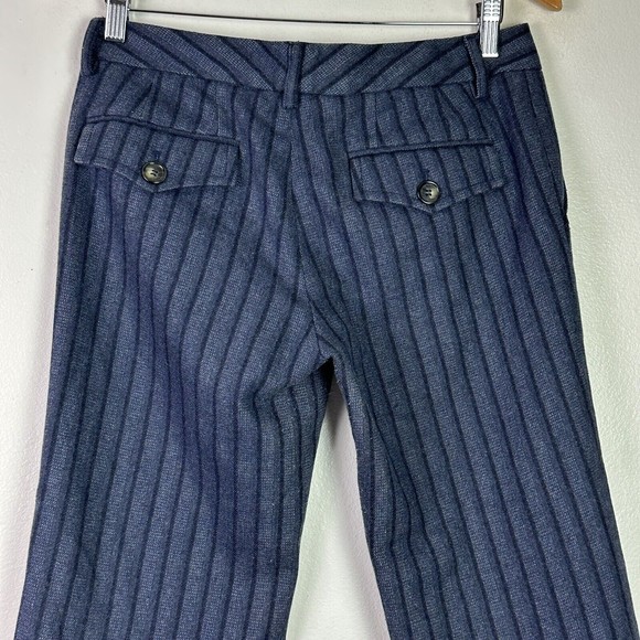Mark Jacobs Women's Wool Cropped Wide Leg Dress Pants Size 6 Blue Black Striped - Picture 5 of 8